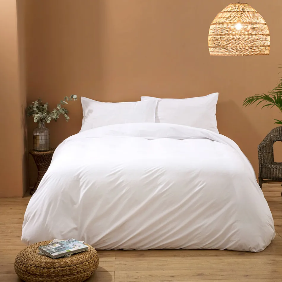 Complete Double Duvet Cover in Pure Garment-Dyed Cotton - Delicacy Viadurini