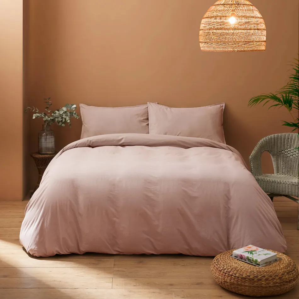 Complete Double Duvet Cover in Pure Garment-Dyed Cotton - Delicacy Viadurini