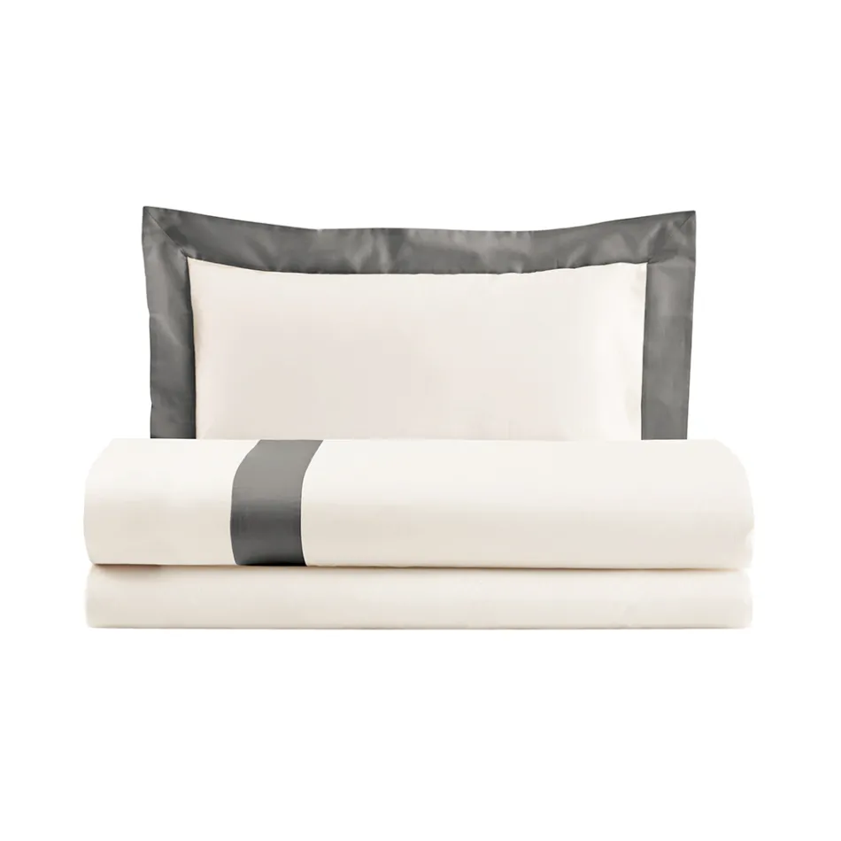 Complete Single and a Half Duvet Cover in 100% Cotton and 10% Cotton Satin - Detail Viadurini