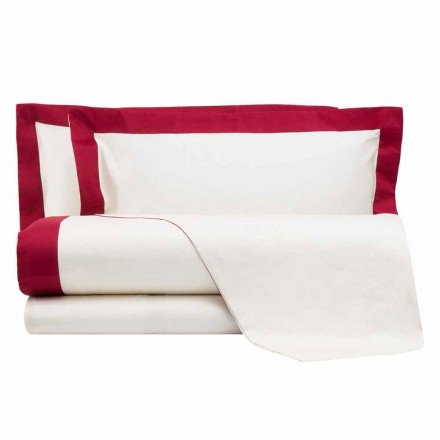 Satin Sheet Set for Double Bed with Colored Edges - Hyacinth Viadurini