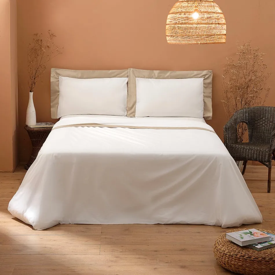 Complete Double Bed in 100% Cotton and 10% Cotton Satin - Detail Viadurini