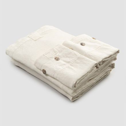 Light Linen Double Bed Set, Italian Luxury Sheets - Amauris Viadurini