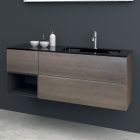 Composition 2 Suspended Bathroom Furniture in Platinum Lacquered Mdf 120 cm - Renga Viadurini