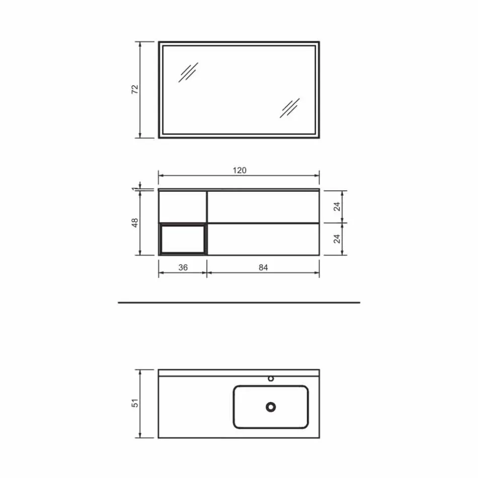 Composition 2 Suspended Bathroom Furniture in Platinum Lacquered Mdf, Luxury - Renga Viadurini