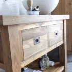 Composition 3 Bathroom Furniture in Teak Wood with Resin Washbasin - Essence Viadurini