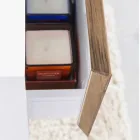 Composition 3 Bathroom Furniture in Teak Wood and Hi Macs® - Talc Viadurini