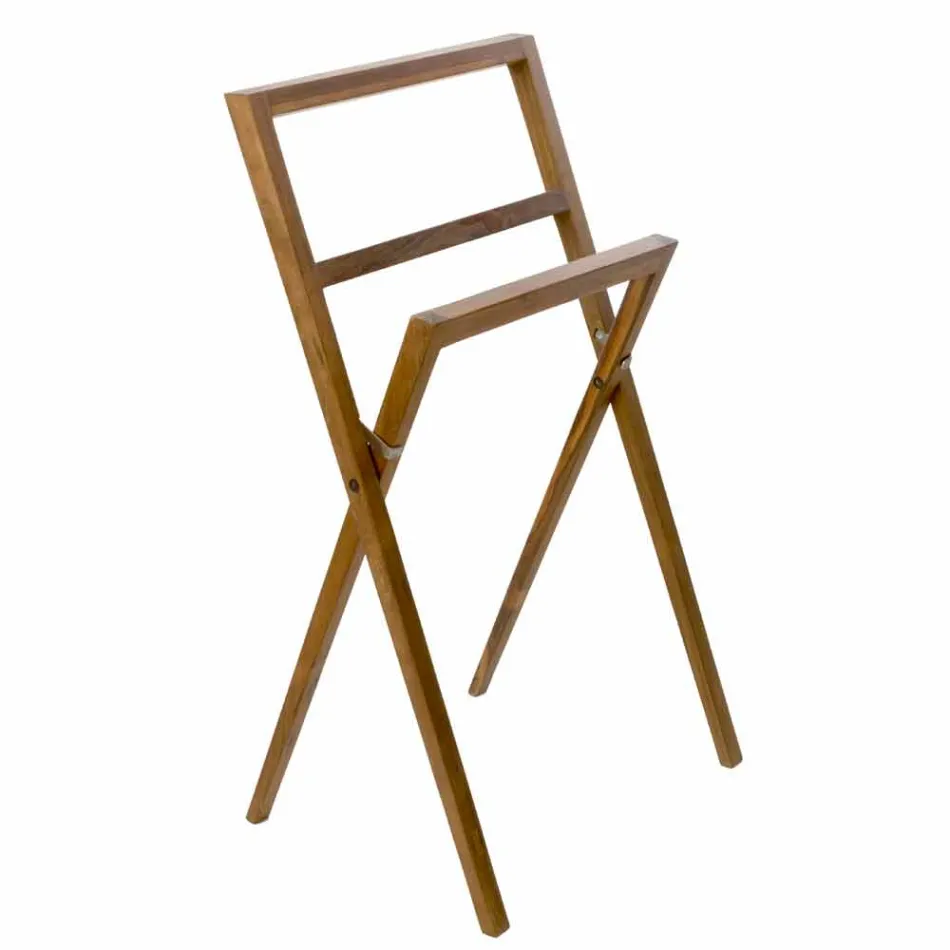 Composition 3 Bathroom Furniture in Teak Wood and Hi Macs® - Talc Viadurini