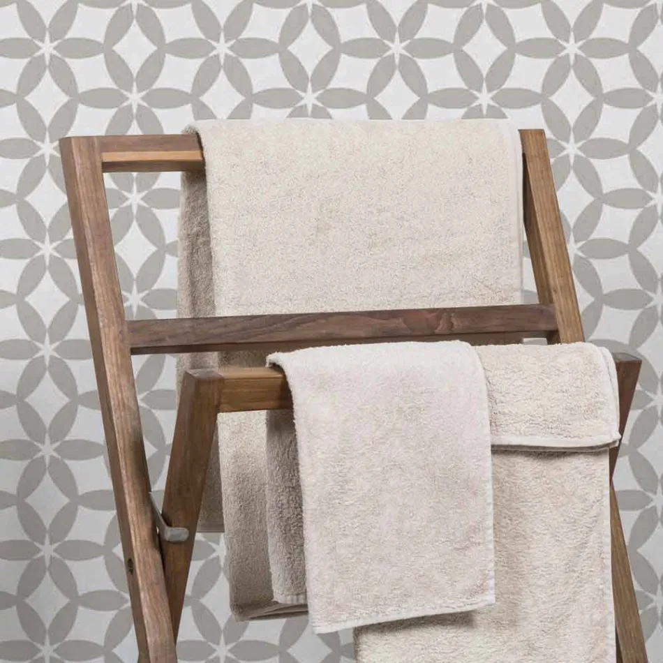 Composition 3 Bathroom Furniture in Teak Wood and Hi Macs® - Talc Viadurini