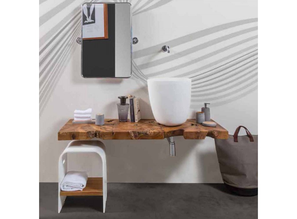 Composition 3 Suspended Bathroom Furniture with White Resin Washbasin - Dazzle Viadurini