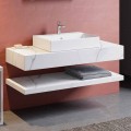 Composition 3 Suspended Bathroom Furniture in High Quality Porcelain Stoneware - Rambina