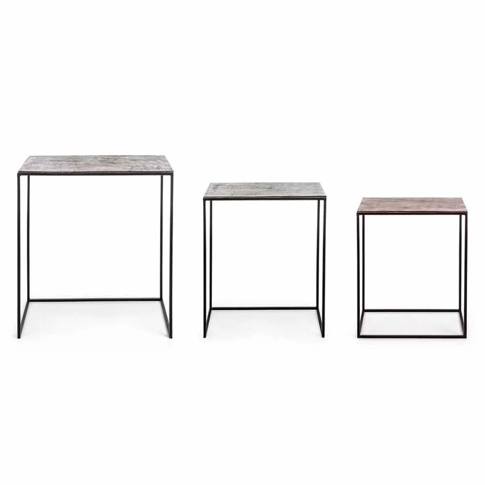 Composition 3 Coffee Tables in Aluminum and Steel Homemotion - Salvio Viadurini
