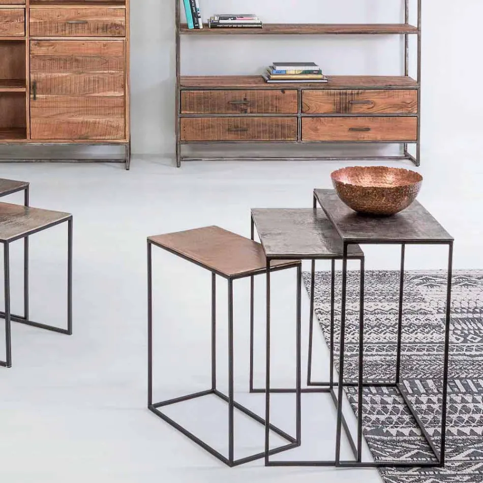 Composition 3 Coffee Tables in Aluminum and Steel Homemotion - Salvio Viadurini