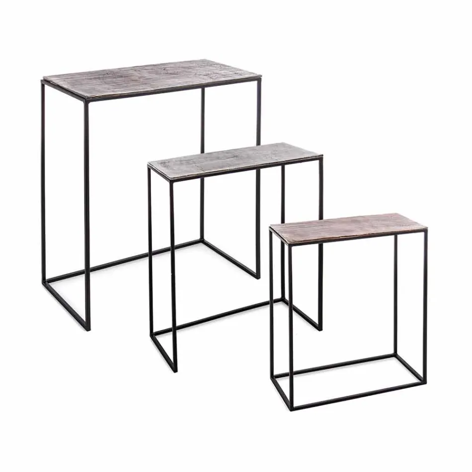 Composition 3 Coffee Tables in Aluminum and Steel Homemotion - Salvio Viadurini