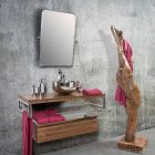 Composition 4 Bathroom Furniture in Teak Wood and Chromed Steel - Beatles Viadurini