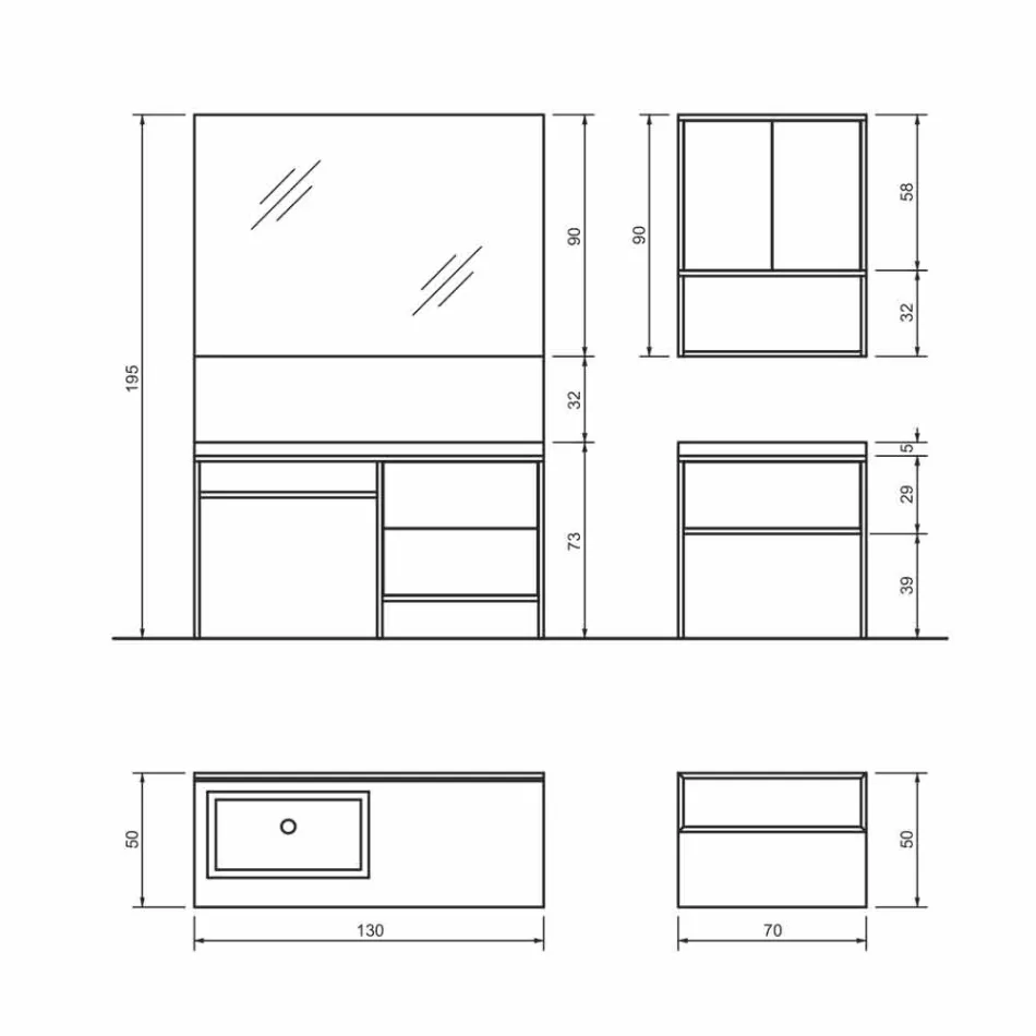 Composition 5 Free Standing Bathroom Furniture in Metal and Ecolegno Made in Italy - Cizco Viadurini