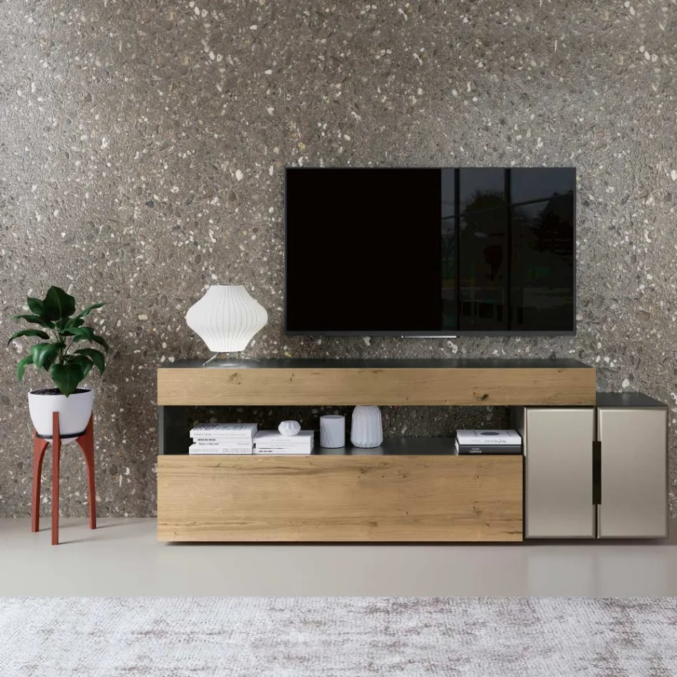 Modern Design Wall Composition in MDF Made in Italy - Kristin Viadurini