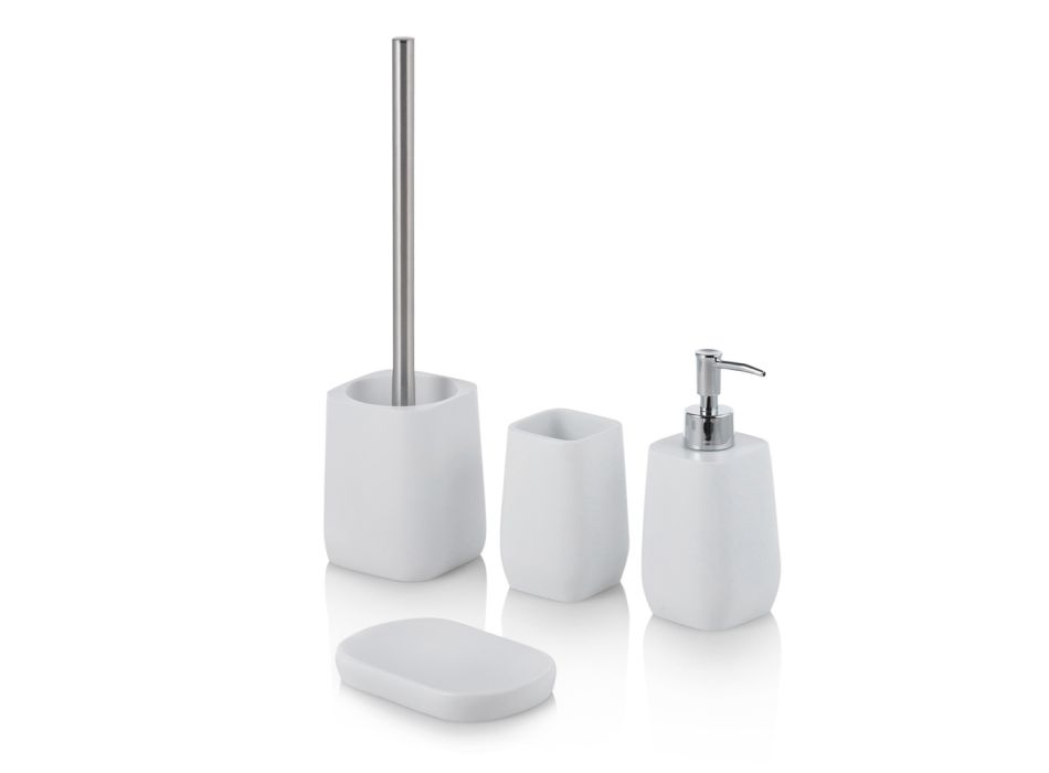 Bathroom Accessories Composition in Abs and Matt White Metal -Smar Viadurini