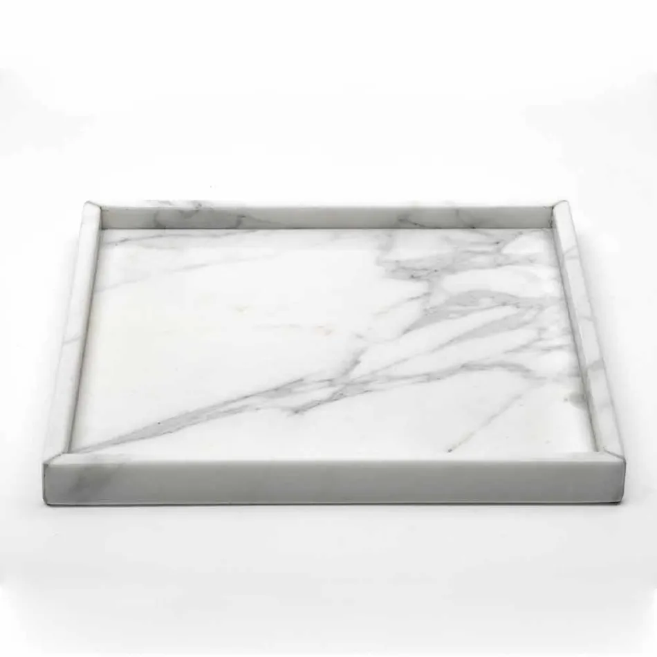 Composition Bathroom Accessories in White Carrara Marble Made in Italy - Tuono Viadurini
