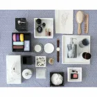 Composition Bathroom Accessories in White Carrara Marble Made in Italy - Tuono Viadurini