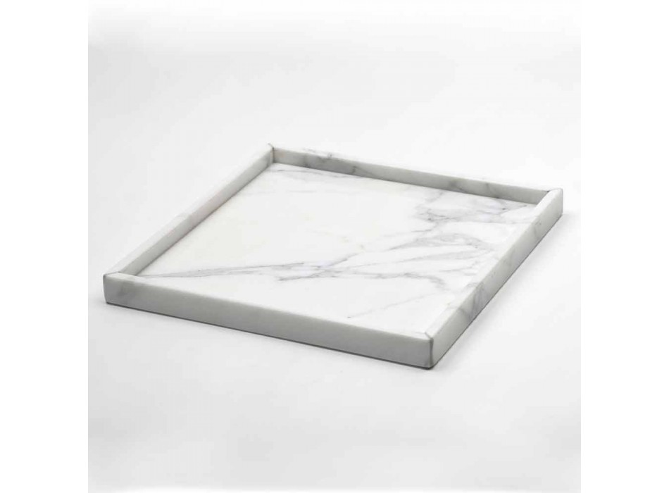 Composition Bathroom Accessories in White Carrara Marble Made in Italy - Tuono Viadurini