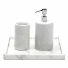 Composition Bathroom Accessories in White Carrara Marble Made in Italy - Tuono Viadurini