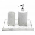 Composition Bathroom Accessories in White Carrara Marble Made in Italy - Tuono