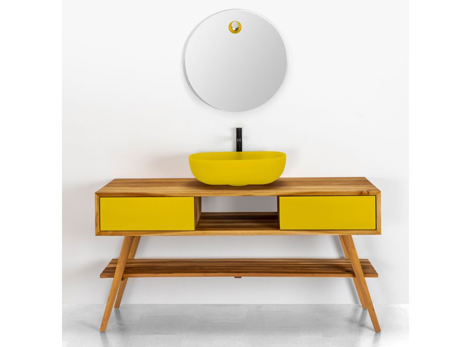 Accessories Composition and Yellow Support Unit with Chest of Drawers - Georges Viadurini