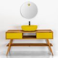 Bathroom Composition with Teak Cabinet and Washbasin Yellow Details - Georges