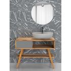 Gray Bathroom Furniture Composition with Mirror and Ground Cabinet - Sylviane Viadurini