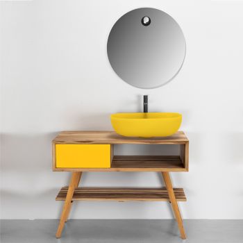 Yellow Bathroom Furniture Composition with Colored Accessories - Sylviane