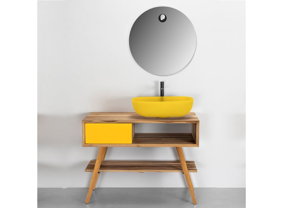 Yellow Bathroom Furniture Composition with Colored Accessories - Sylviane
