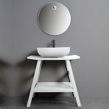White Bathroom Composition with Scratch-Resistant Accessories and Mirror - Patryk