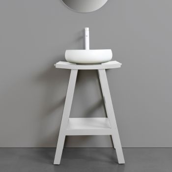 White Bathroom Composition with Clay Accessories and Mirror - Maryse