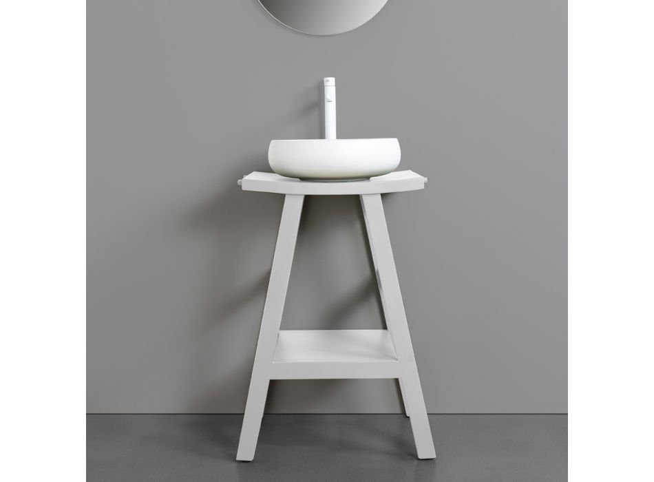 White Bathroom Composition with Clay Accessories and Mirror - Maryse Viadurini