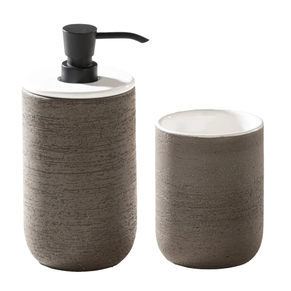 White Bathroom Composition with Ground Support and Design Accessories - Georges Viadurini