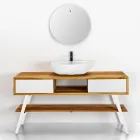 White Bathroom Composition with Ground Support and Design Accessories - Georges Viadurini
