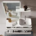 White Bathroom Composition with Mirror and Shelf Made in Italy - Ares Viadurini
