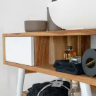 White Bathroom Composition with Cabinet, Mirror and Accessories - Sylviane Viadurini