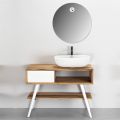 Bathroom Composition with Cabinet, Round Mirror and Accessories - Sylviane