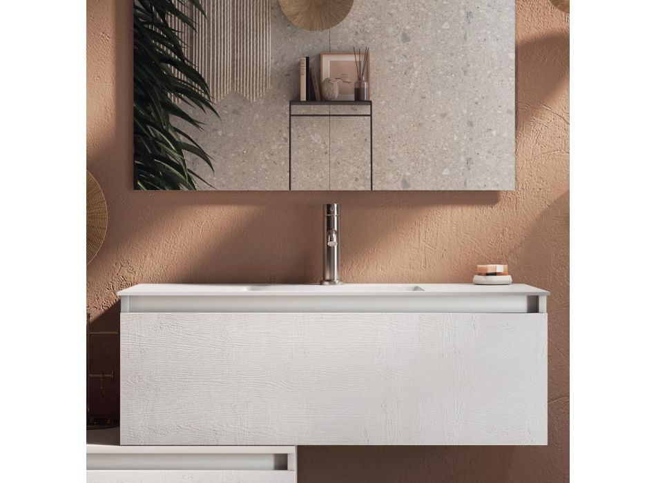Bathroom Composition Complete with Washbasin, Anti-scratch Base and Mirror Made in Italy - Dream Viadurini