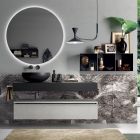 Bathroom Composition Complete with Mirror, Washbasin, Base and Top Made in Italy - Palom Viadurini