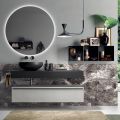 Bathroom Composition Complete with Mirror, Washbasin, Base and Top Made in Italy - Palom
