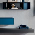 Bathroom Composition Complete with Mirror, Ceramic Washbasin Made in Italy - Palom Viadurini