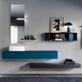 Bathroom Composition Complete with Mirror, Ceramic Washbasin Made in Italy - Palom