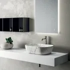Bathroom Composition Consisting of a Shelf with Sink, Wall Cabinets, and Mirror - Velaria Viadurini