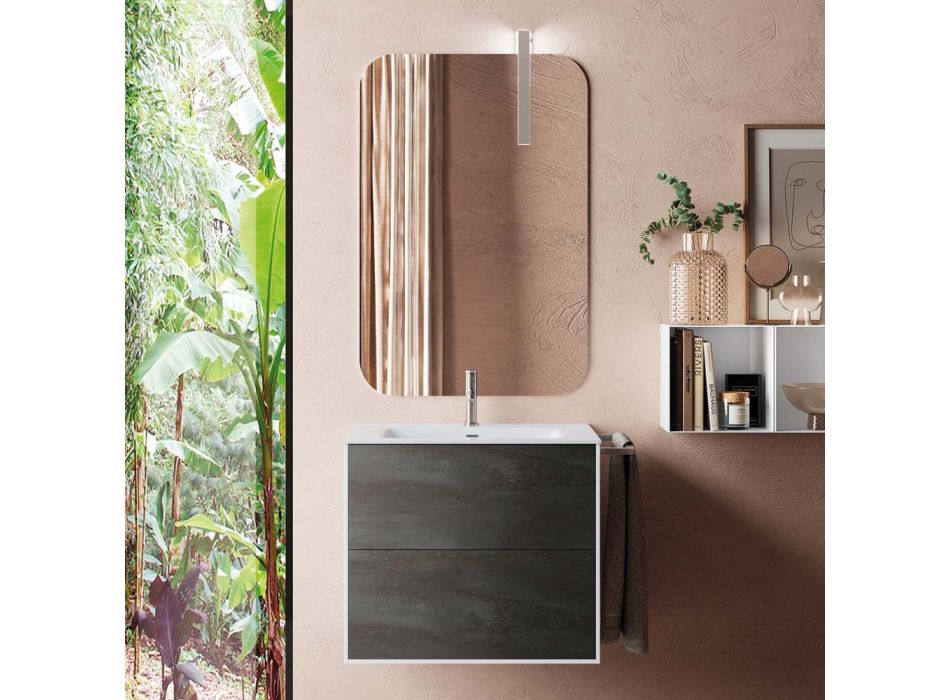 Bathroom Composition Composed of Mirror and Anti-Scratch Base Made in Italy - Kilos Viadurini