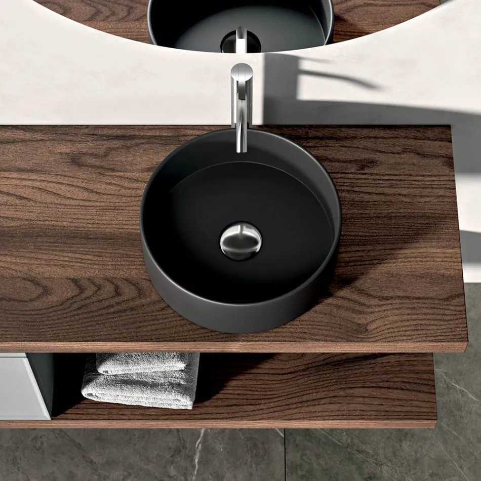 Bathroom Composition Including 1 Base with 1 Drawer, Sink and 2 Columns - Orione Viadurini
