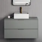 Bathroom Composition Including 1 Base with 2 Drawers, Sink and LED Mirror - Orione Viadurini