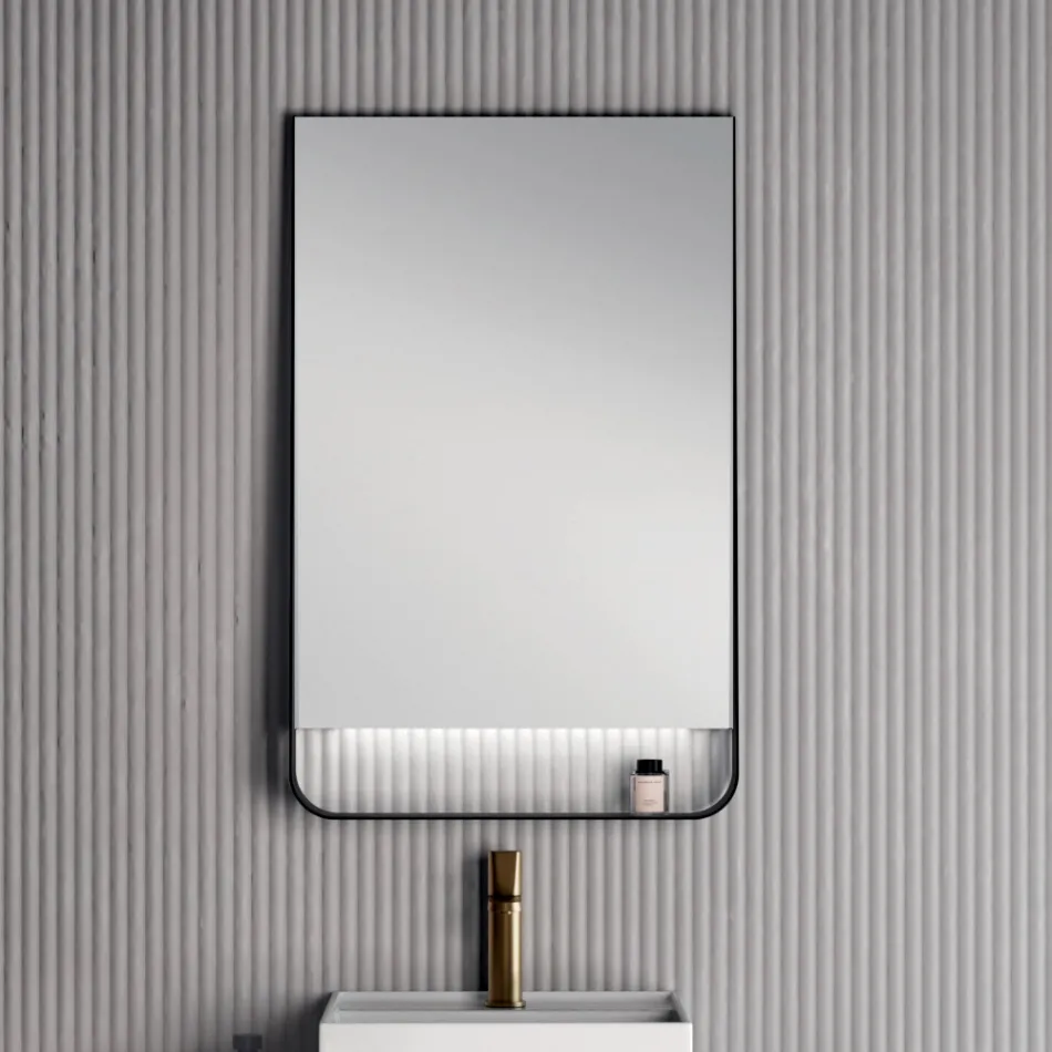 Bathroom Composition Including 1 Base with 2 Drawers, Sink and LED Mirror - Orione Viadurini