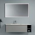 Bathroom Composition with 1 Base with 1 Drawer and Open Compartment and Mirror - Titan